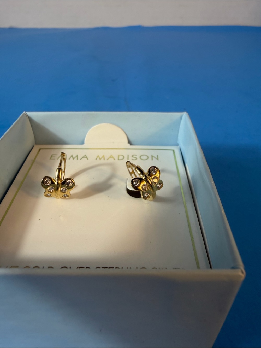 Emma Madison Gold Butterfly Crystal Earrings